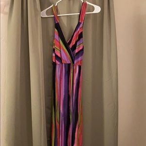 Multicolor Stripe Maxi Dress. Petite Large